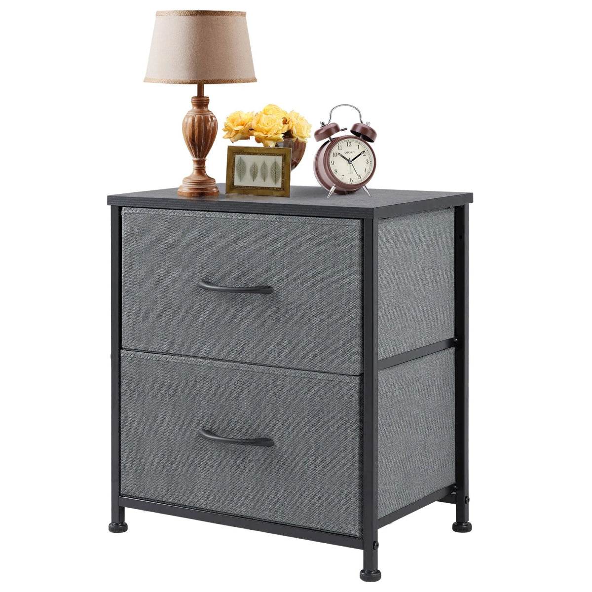 Minimalist Modern Multipurpose Nightstand With Fabric Drawers - Omega Lifestyles