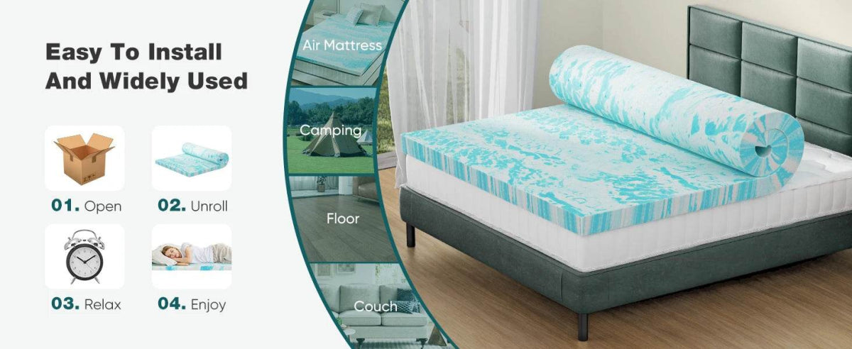 Soft Cooling Gel-Infused Memory Foam Mattress Topper - Sleep Galleria