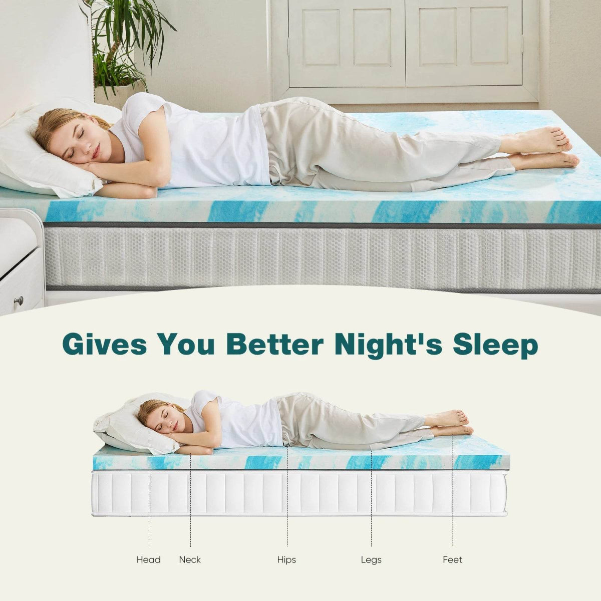 Soft Cooling Gel-Infused Memory Foam Mattress Topper - Sleep Galleria