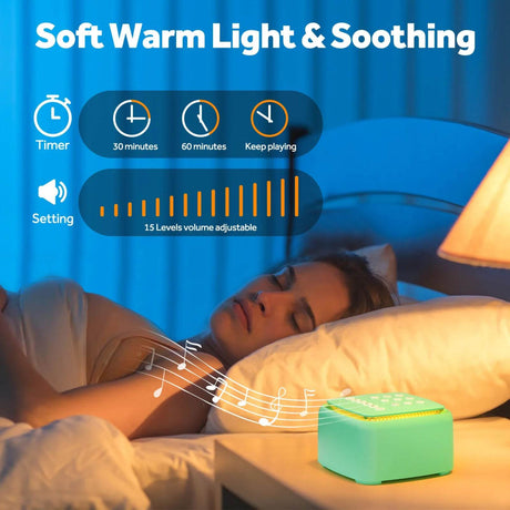 White Noise Machine with 30 Soothing Sounds and Warm Light - Sleep Galleria