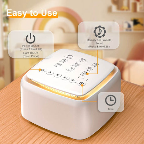 White Noise Machine with 30 Soothing Sounds and Warm Light - Sleep Galleria