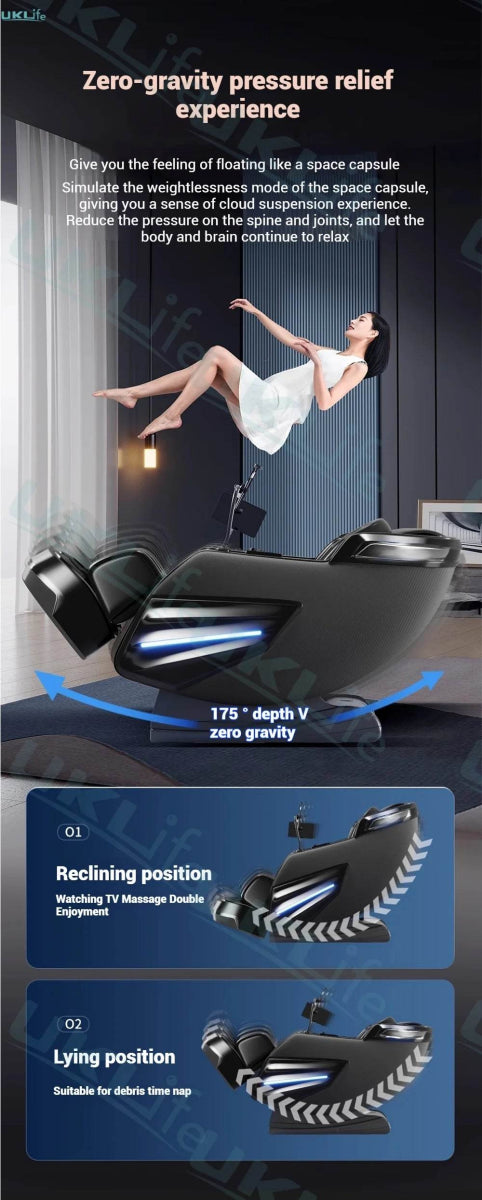4D Jade Shiatsu Zero Gravity Massage Chair With Bluetooth - Omega Lifestyles