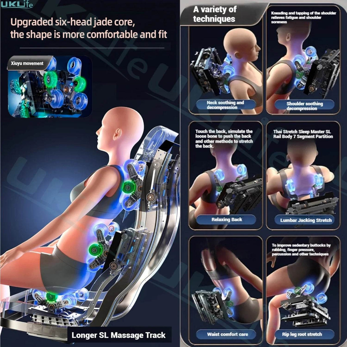 4D Jade Shiatsu Zero Gravity Massage Chair With Bluetooth - Omega Lifestyles