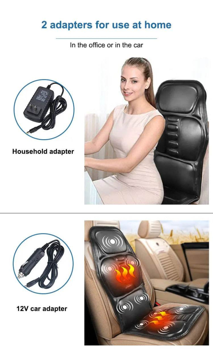 Electric Heated Vibrating PU Leather Back Massager Cushion - Sleep Galleria