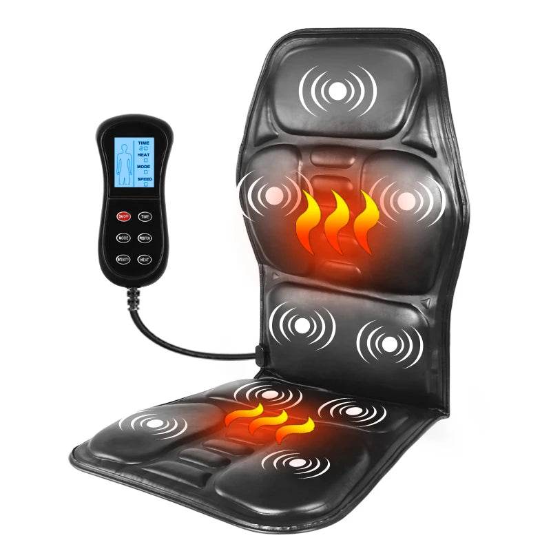 Electric Heated Vibrating PU Leather Back Massager Cushion - Sleep Galleria