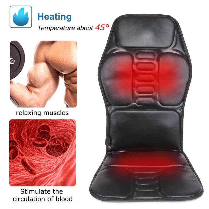 Electric Heated Vibrating PU Leather Back Massager Cushion - Sleep Galleria