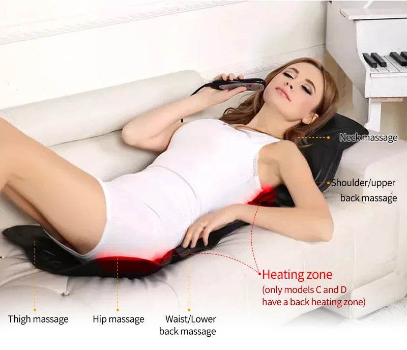 Electric Heated Vibrating PU Leather Back Massager Cushion - Sleep Galleria