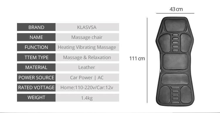 Electric Heated Vibrating PU Leather Back Massager Cushion - Sleep Galleria