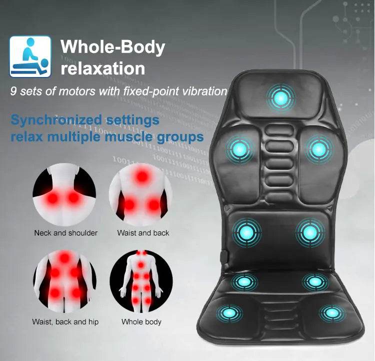 Electric Heated Vibrating PU Leather Back Massager Cushion - Sleep Galleria