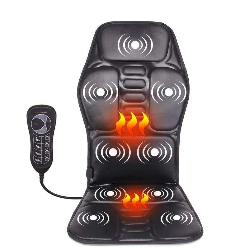 Electric Heated Vibrating PU Leather Back Massager Cushion - Sleep Galleria