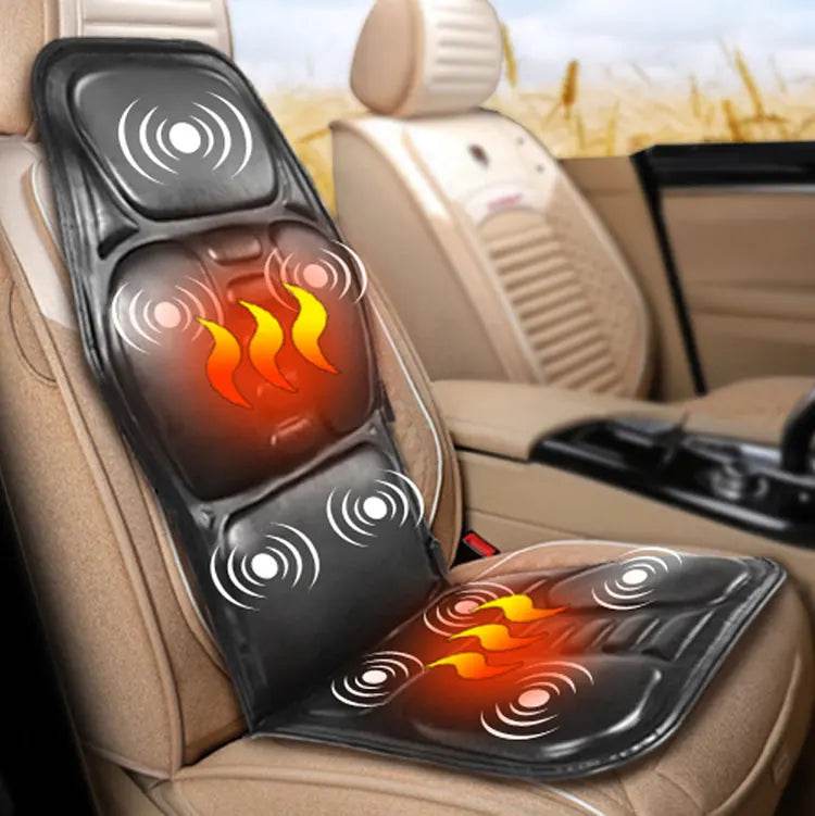 Electric Heated Vibrating PU Leather Back Massager Cushion - Sleep Galleria