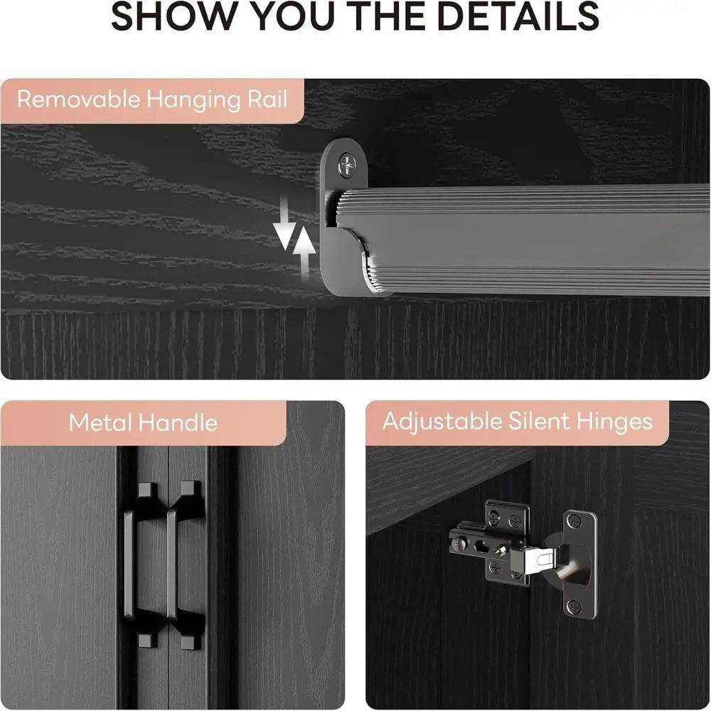 Freestanding Wooden Wardrobe Armoire With Doors Drawers - Omega Lifestyles