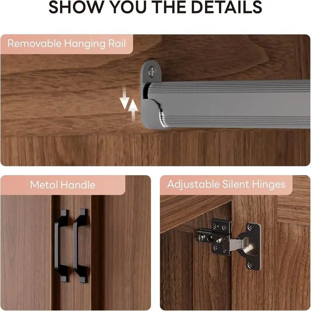 Freestanding Wooden Wardrobe Armoire With Doors Drawers - Omega Lifestyles