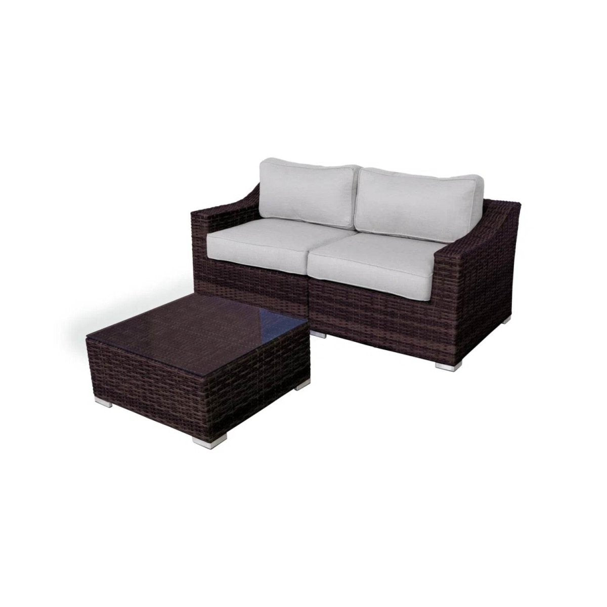 All - Weather Wicker 3 - Piece Outdoor Loveseat Conversation Set - LSI - Omega Lifestyles