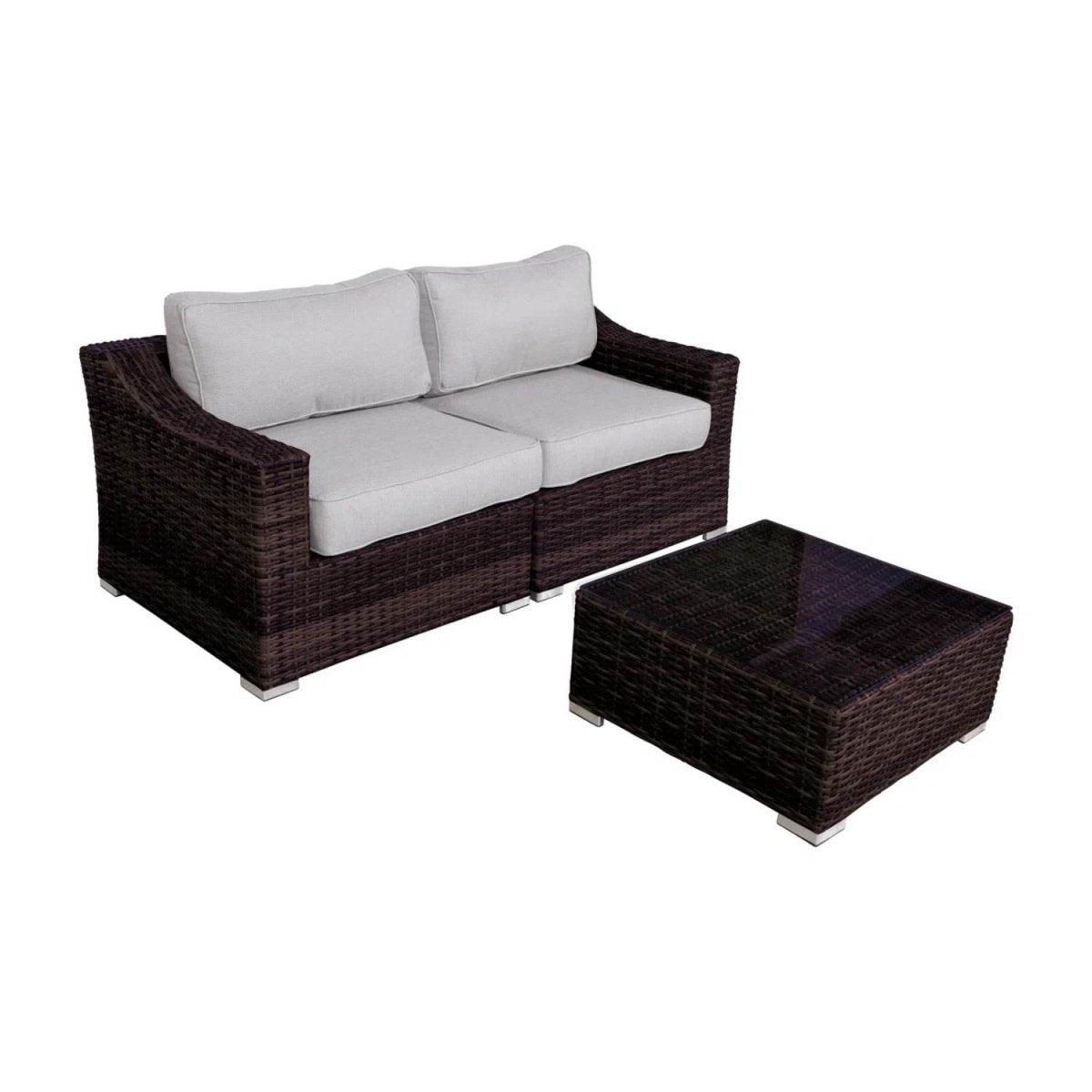 All - Weather Wicker 3 - Piece Outdoor Loveseat Conversation Set - LSI - Omega Lifestyles