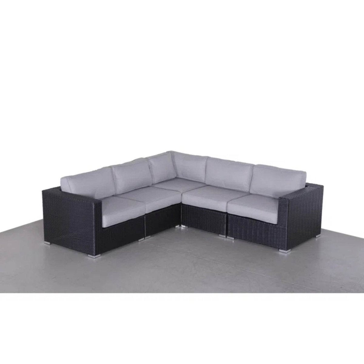 Modular L - Shaped Black Wicker Outdoor Patio Sectional - LSI - Omega Lifestyles