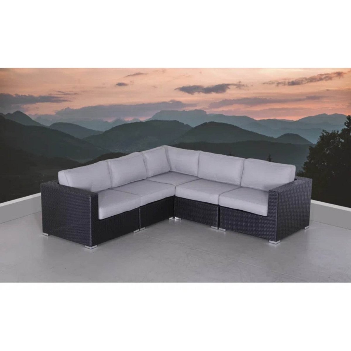 Modular L - Shaped Black Wicker Outdoor Patio Sectional - LSI - Omega Lifestyles