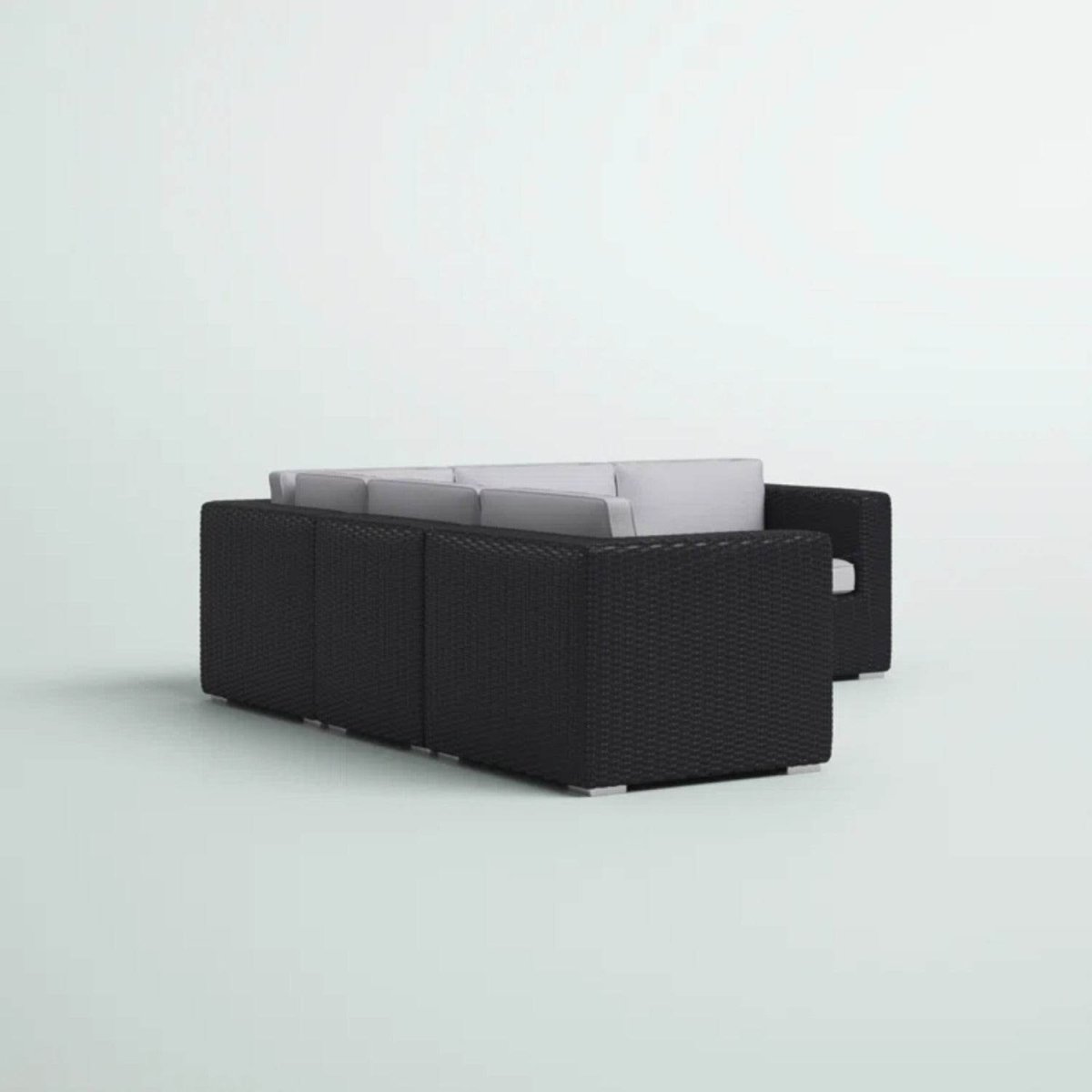 Modular L - Shaped Black Wicker Outdoor Patio Sectional - LSI - Omega Lifestyles