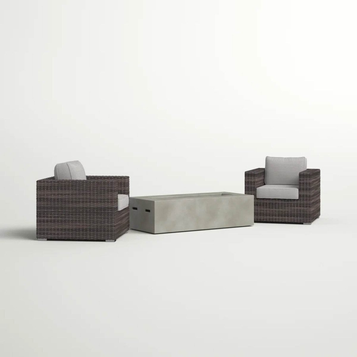Outdoor Rattan Wicker Seating Set With Cushions And Firepit - LSI - Omega Lifestyles