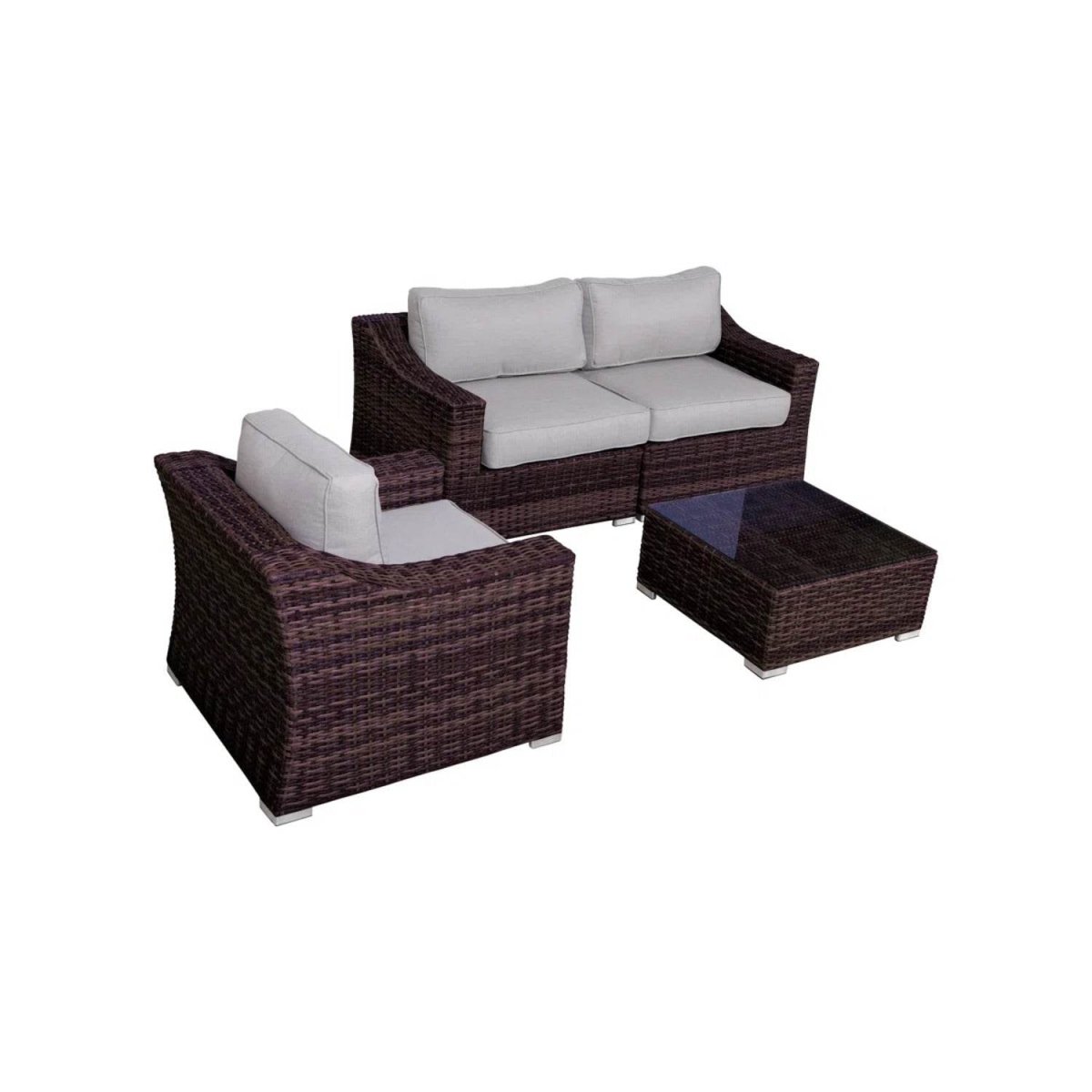 Outdoor Wicker Conversation Set With Cushions and Coffee Table - LSI - Omega Lifestyles