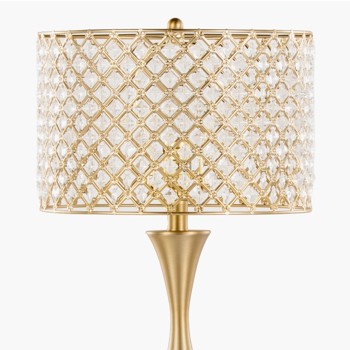 Art Deco Gold Metal Table Lamp With Crystal Shade - Sleep Galleria