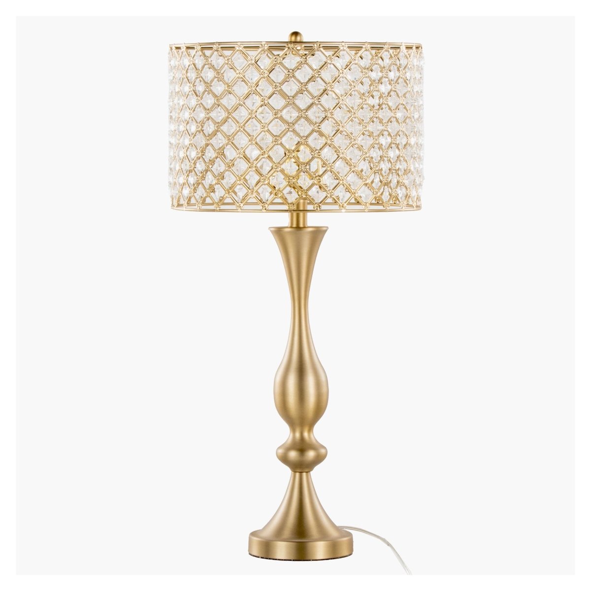 Art Deco Gold Metal Table Lamp With Crystal Shade - Sleep Galleria