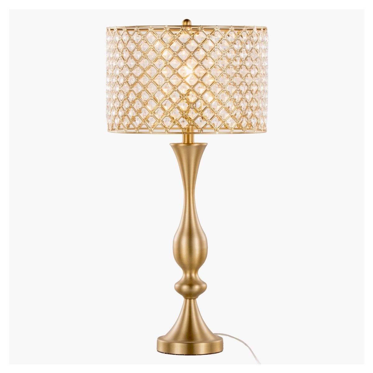 Art Deco Gold Metal Table Lamp With Crystal Shade - Sleep Galleria