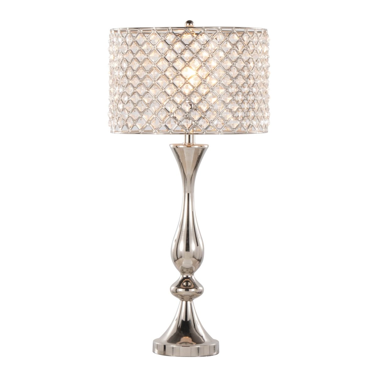 Crystal Clear K9 Metal Table Lamp With Nickel Finish - Sleep Galleria