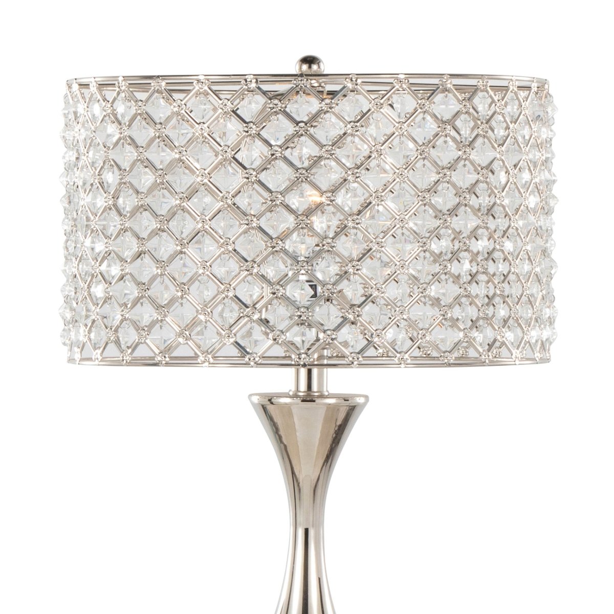 Crystal Clear K9 Metal Table Lamp With Nickel Finish - Sleep Galleria