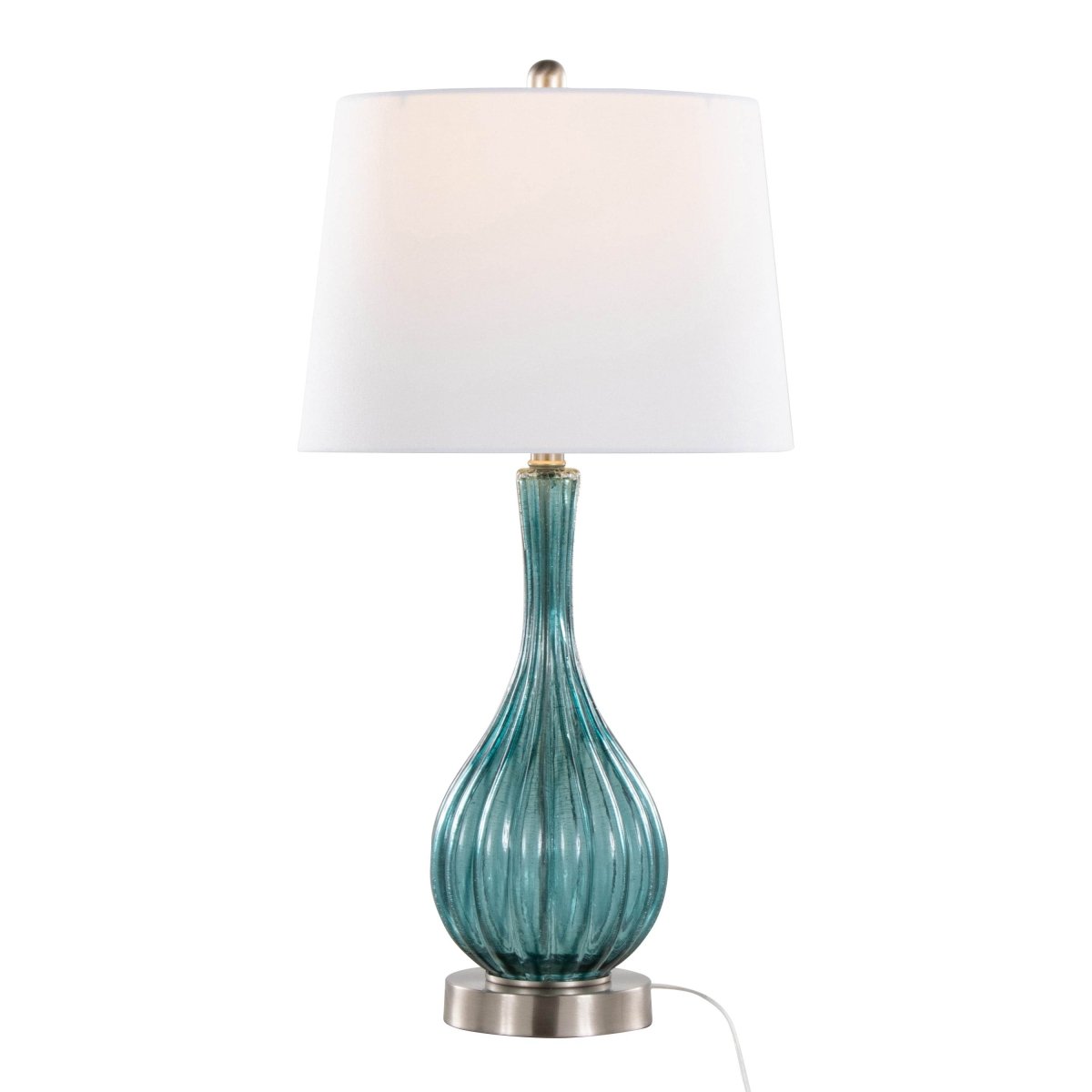 Set of 2 Contemporary Blue Crackle Glass Table Lamps - Sleep Galleria