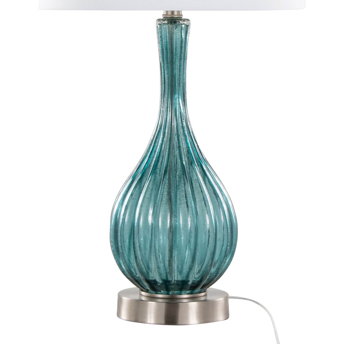 Set of 2 Contemporary Blue Crackle Glass Table Lamps - Sleep Galleria