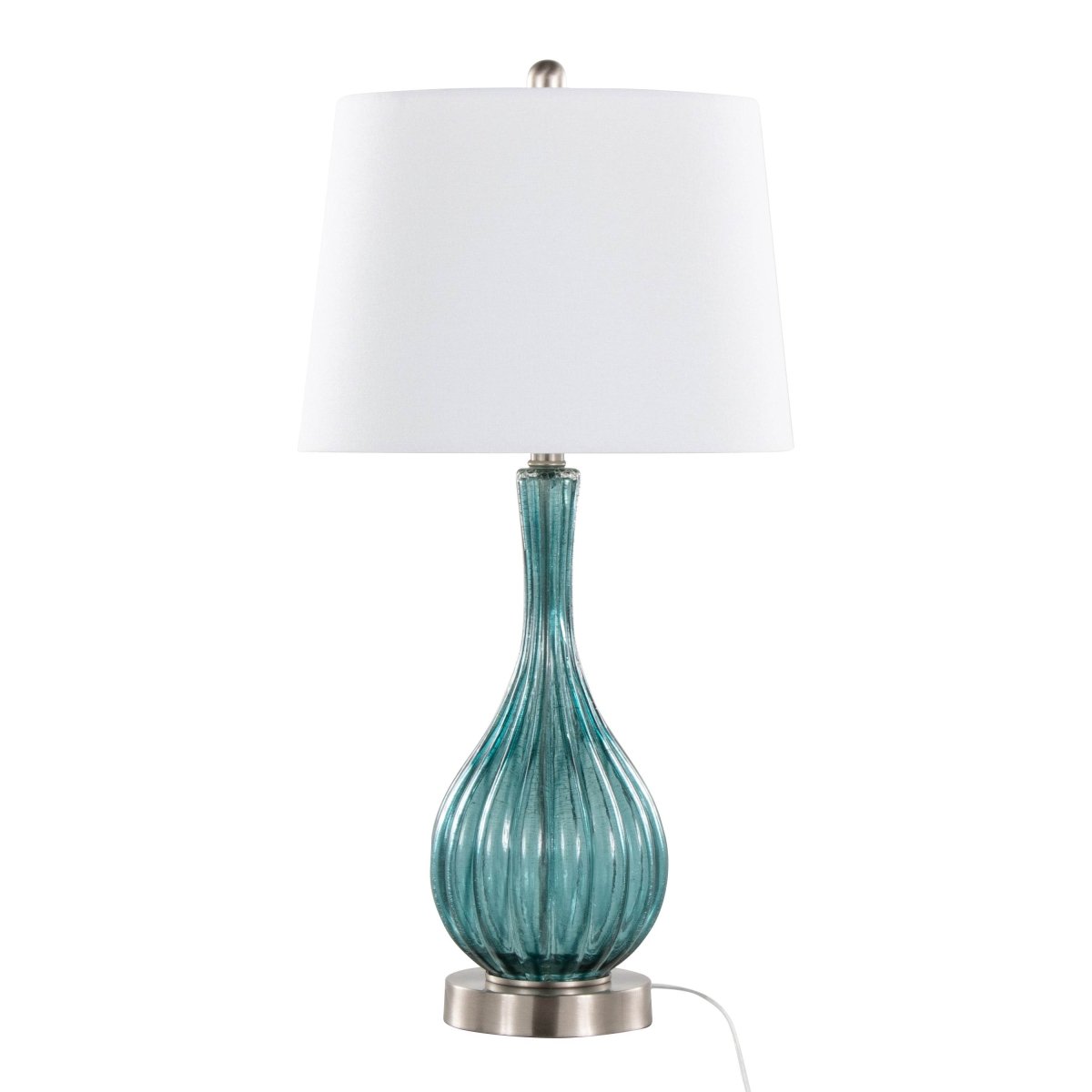 Set of 2 Contemporary Blue Crackle Glass Table Lamps - Sleep Galleria
