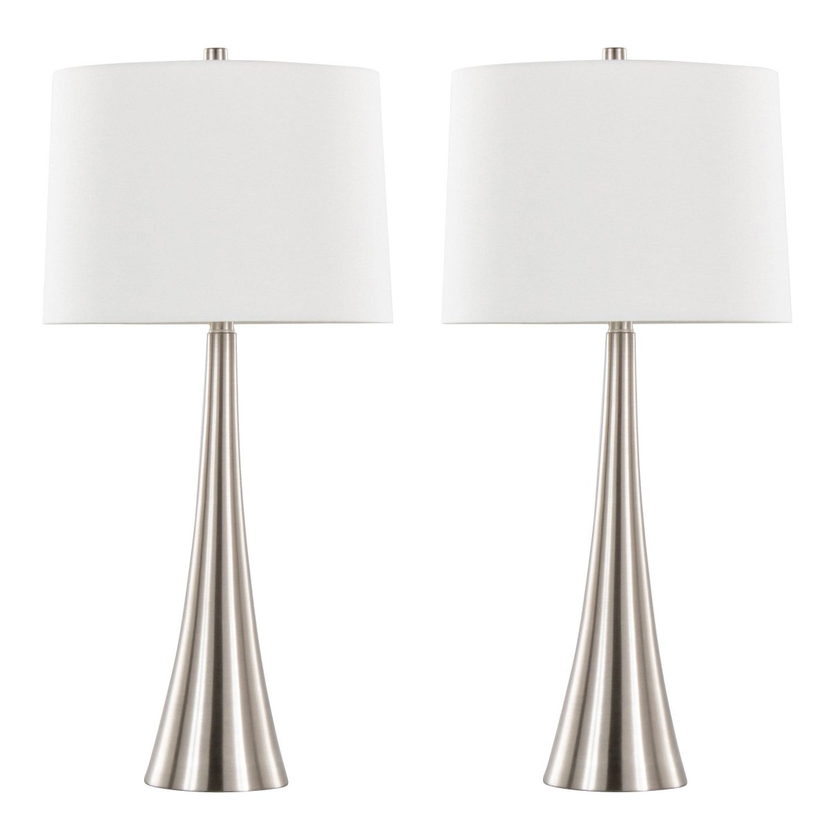 Set Of 2 Contemporary Brushed Nickel Linen Table Lamps - Sleep Galleria
