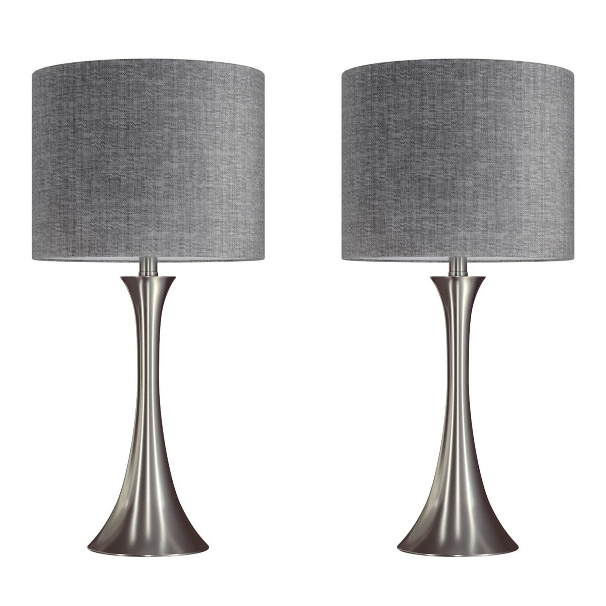 Set of 2 Contemporary Brushed Nickel Metal Table Lamps - Sleep Galleria