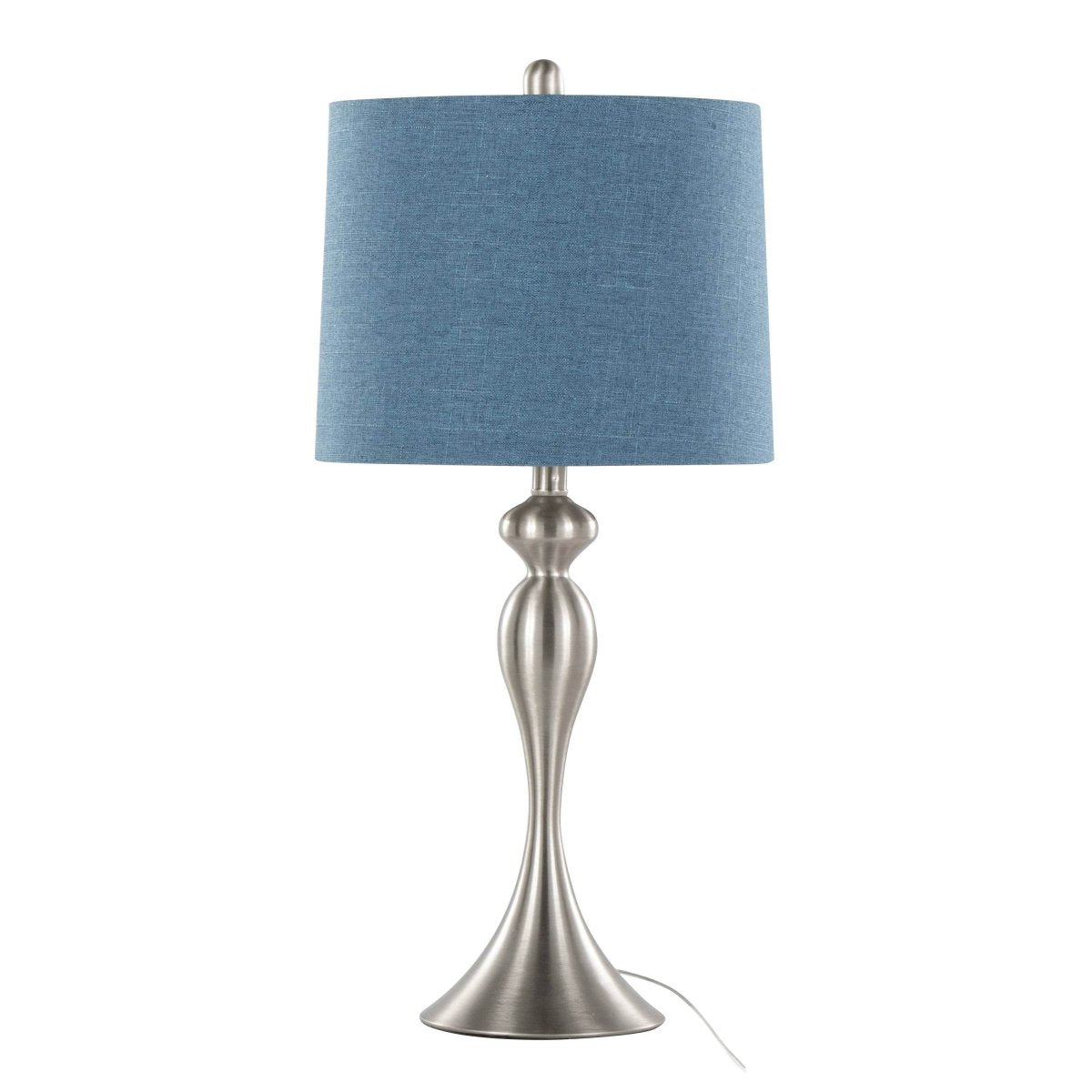Set of 2 Contemporary Brushed Nickel Table Lamps With Linen Shade - Sleep Galleria