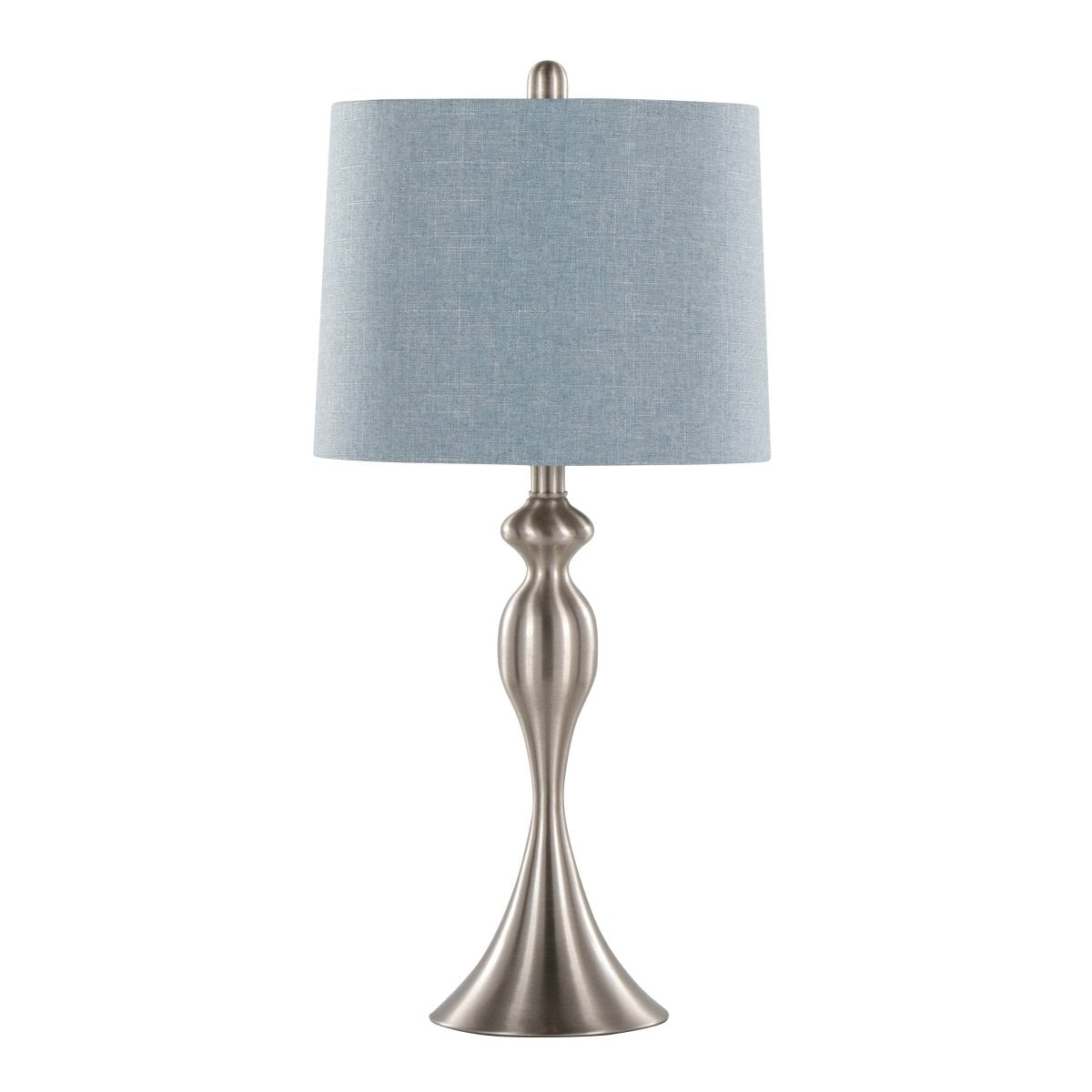 Set Of 2 Contemporary Brushed Nickel Table Lamps With Linen Shade - Sleep Galleria
