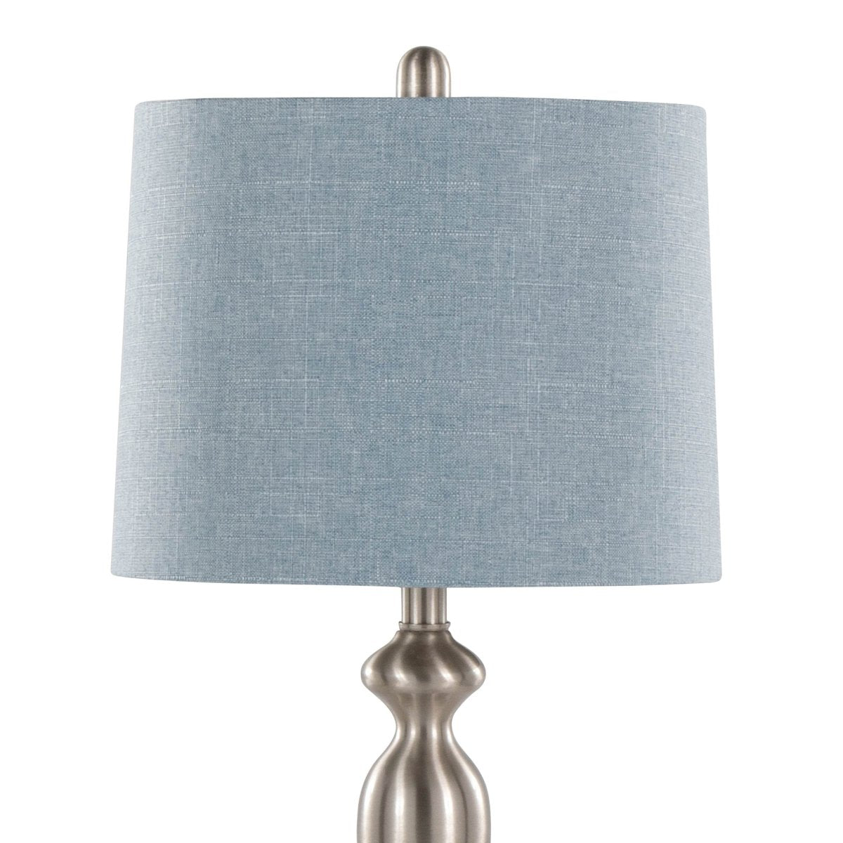 Set Of 2 Contemporary Brushed Nickel Table Lamps With Linen Shade - Sleep Galleria