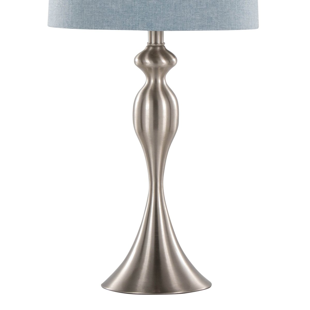 Set Of 2 Contemporary Brushed Nickel Table Lamps With Linen Shade - Sleep Galleria
