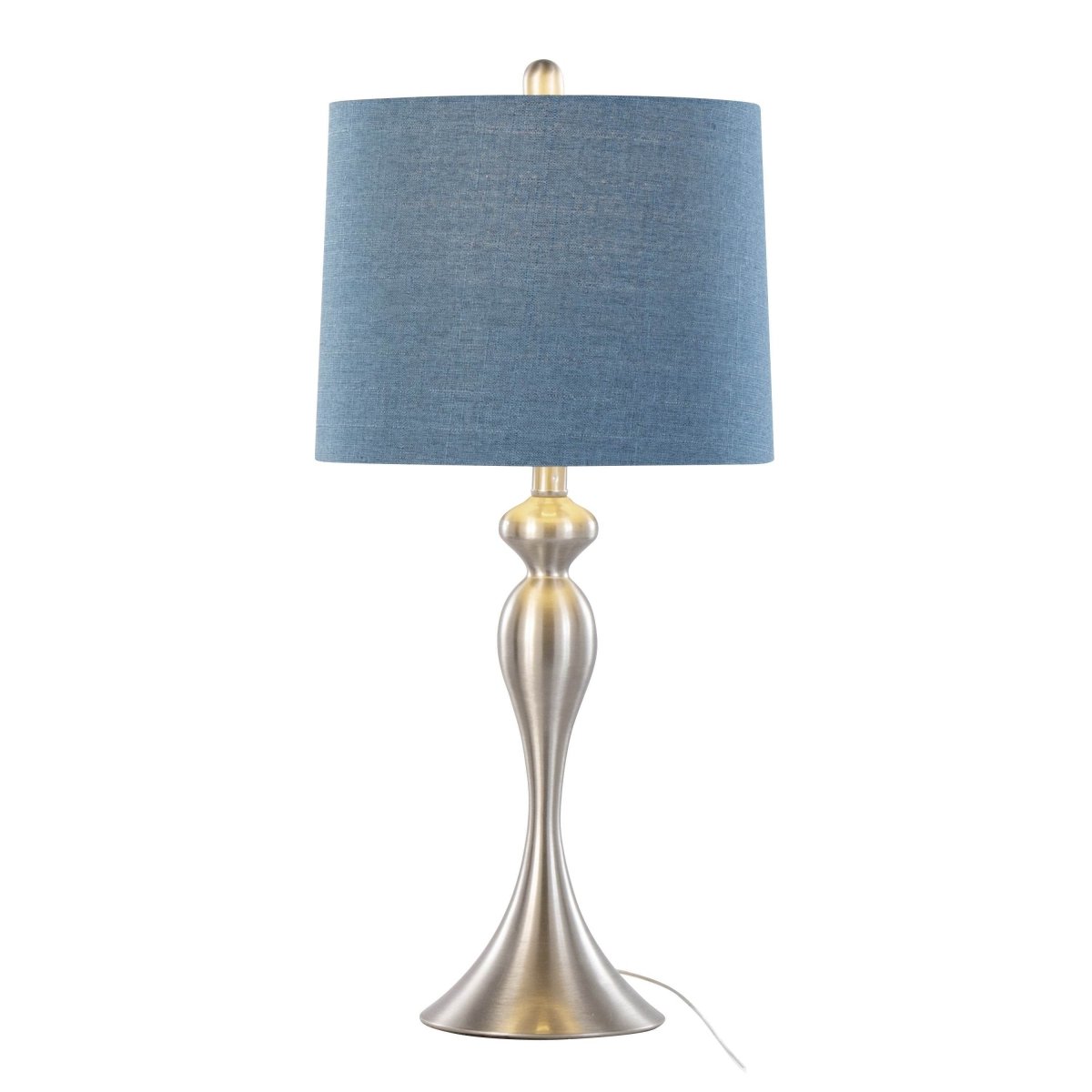 Set of 2 Contemporary Brushed Nickel Table Lamps With Linen Shade - Sleep Galleria