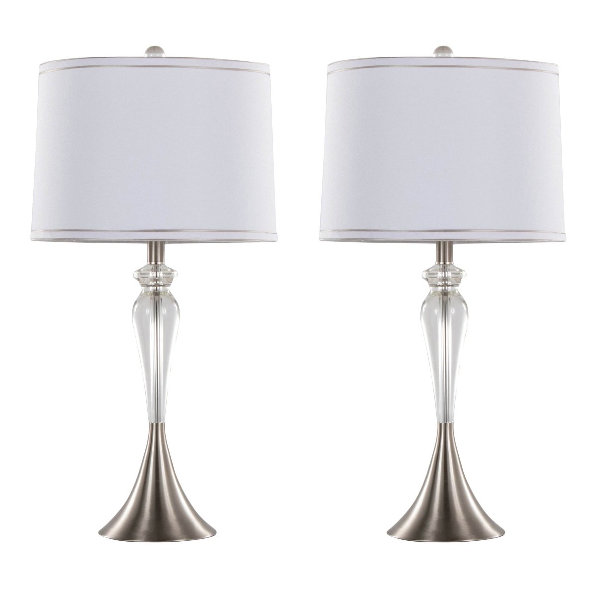 Set Of 2 Contemporary Crystal Table Lamps With Shades - Sleep Galleria
