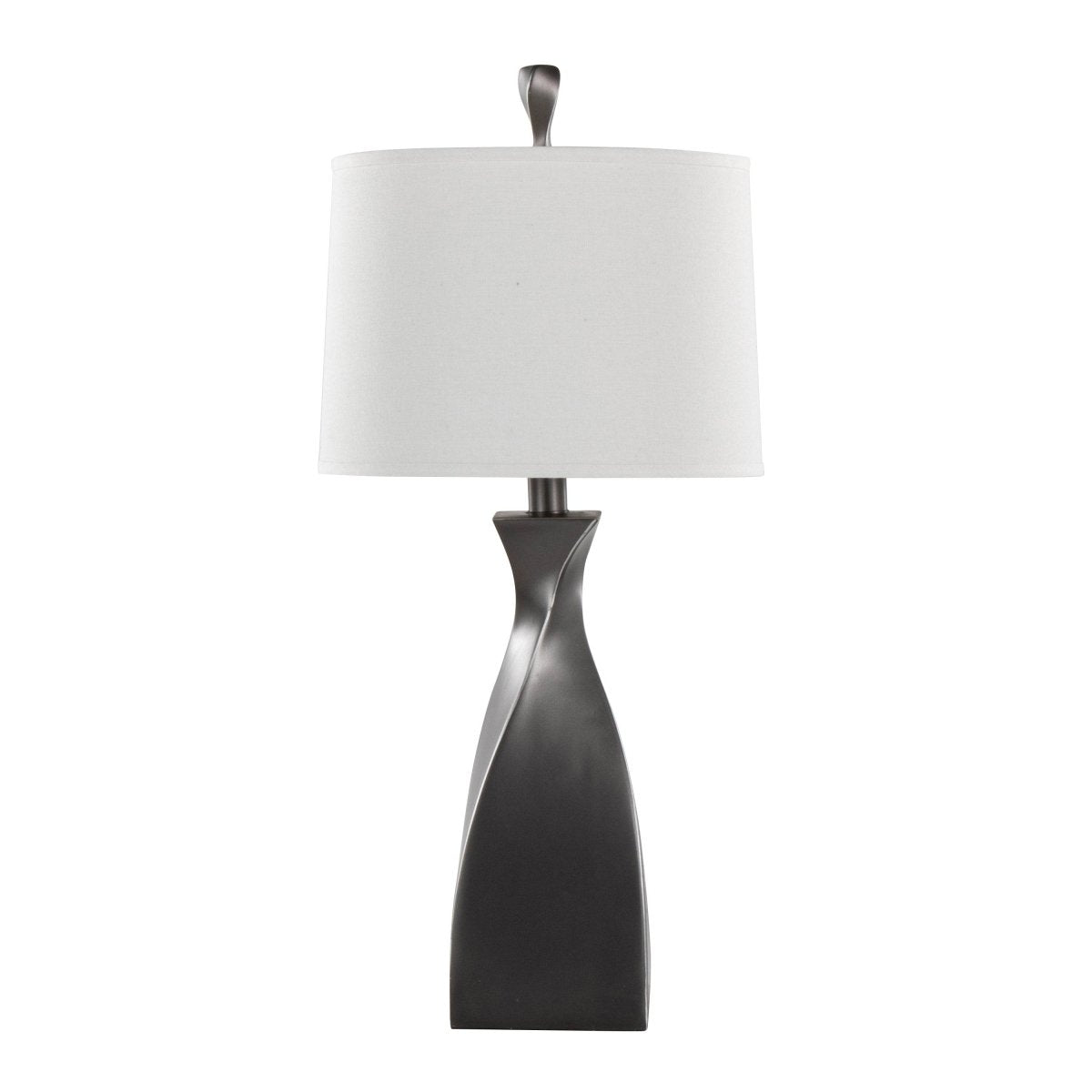 Set Of 2 Contemporary Grey Slate Table Lamps With Linen Shade - Sleep Galleria
