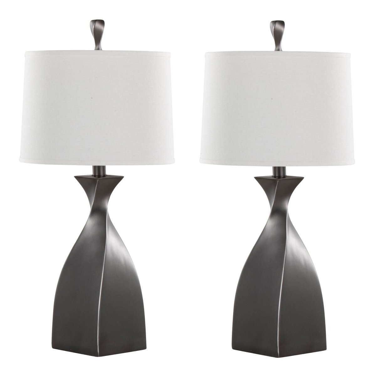 Set Of 2 Contemporary Grey Slate Table Lamps With Linen Shade - Sleep Galleria