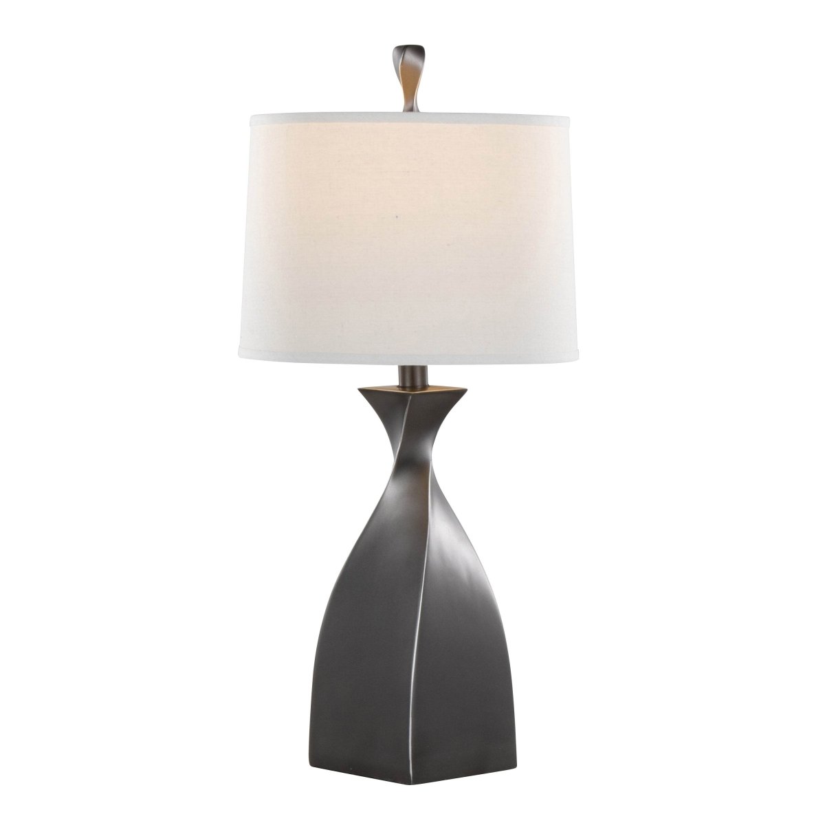 Set Of 2 Contemporary Grey Slate Table Lamps With Linen Shade - Sleep Galleria