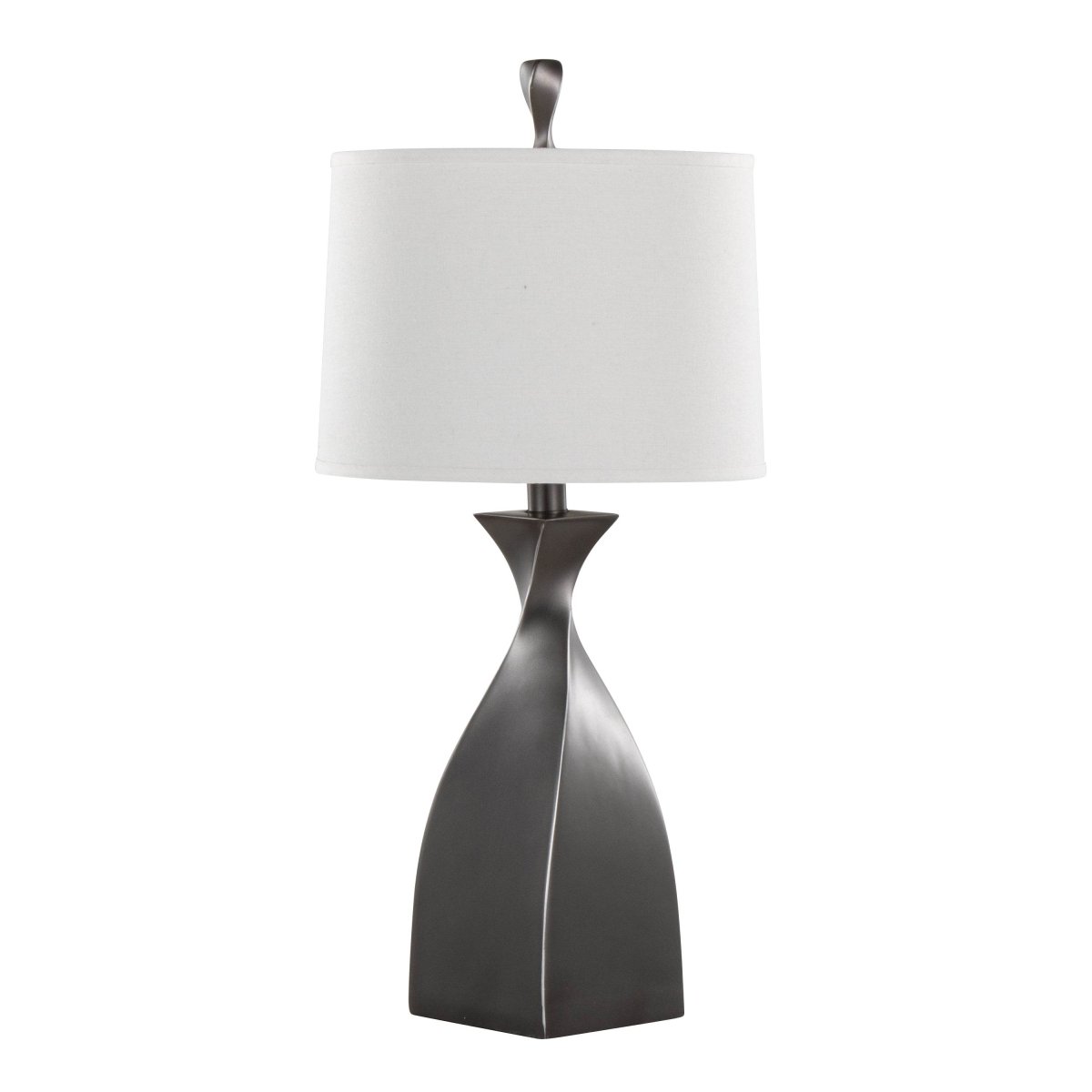 Set Of 2 Contemporary Grey Slate Table Lamps With Linen Shade - Sleep Galleria