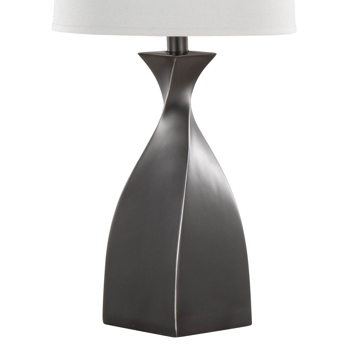 Set Of 2 Contemporary Grey Slate Table Lamps With Linen Shade - Sleep Galleria