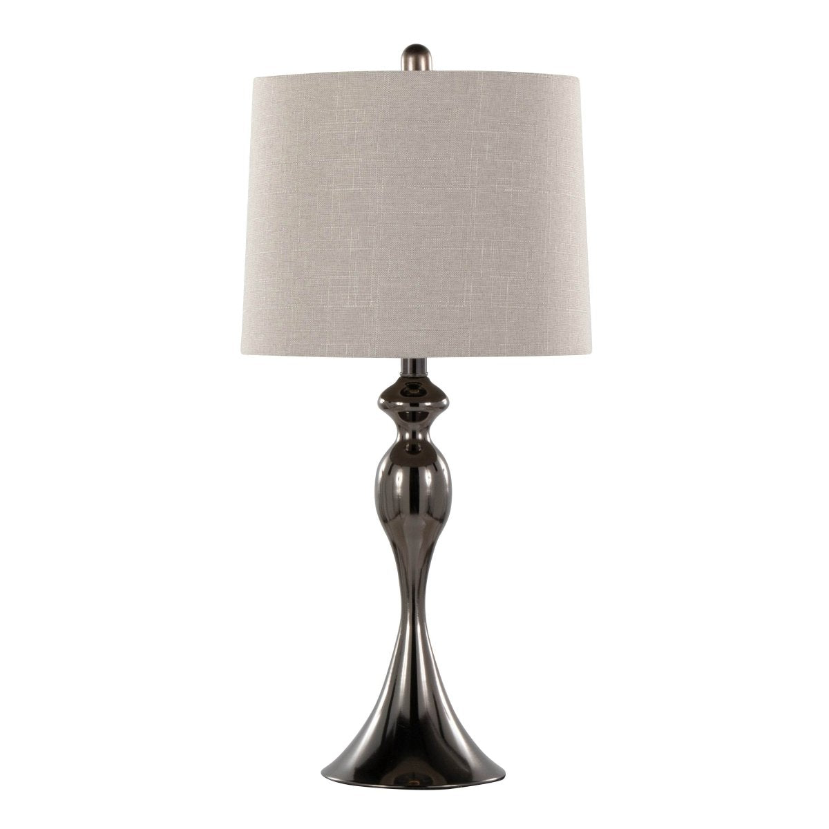 Set Of 2 Contemporary Gun Metal Table Lamps With Linen Shade - Sleep Galleria