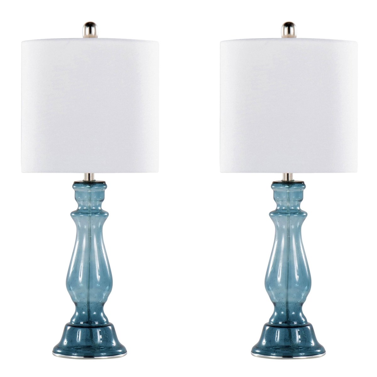 Set Of 2 Contemporary Linen Shade Glass Table Lamps - Sleep Galleria