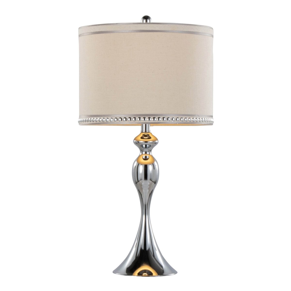 Set Of 2 Contemporary Polished Chrome Linen Table Lamps - Sleep Galleria