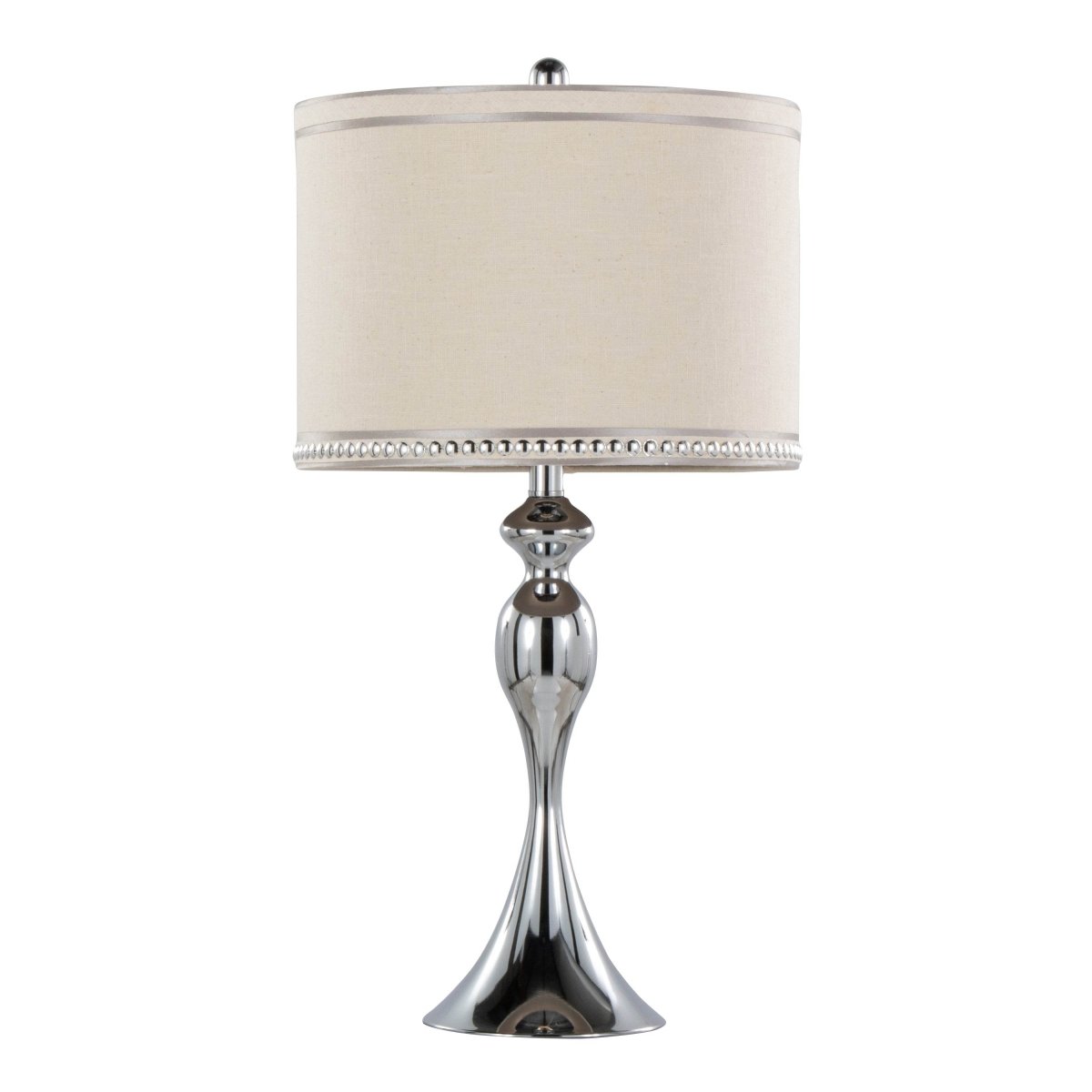 Set Of 2 Contemporary Polished Chrome Linen Table Lamps - Sleep Galleria