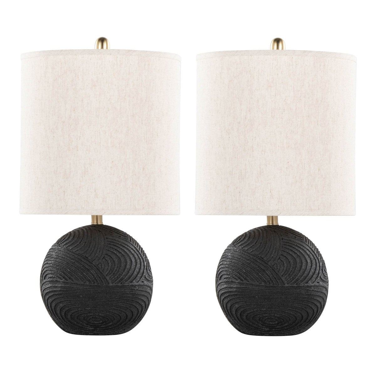 Set Of 2 Contemporary Polyresin Table Lamps With Linen Shades - Sleep Galleria